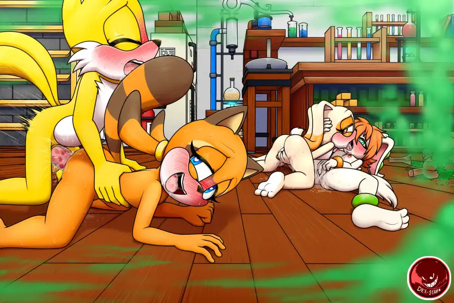 DEXstar_-_tails_having_fun_with_marine_cream_and_milla_-_commision