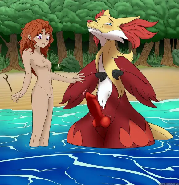 Trainer_x_Delphox_at_the_Lake_by_backlash91