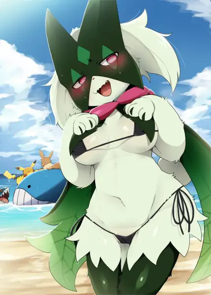 Meowscarada_Beach_by_Dagasi