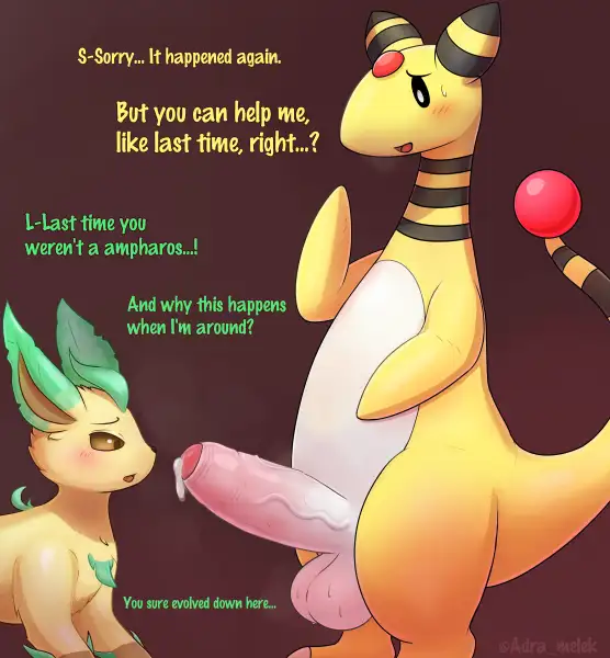 Ampharos_and_Leafeon_by_Adra